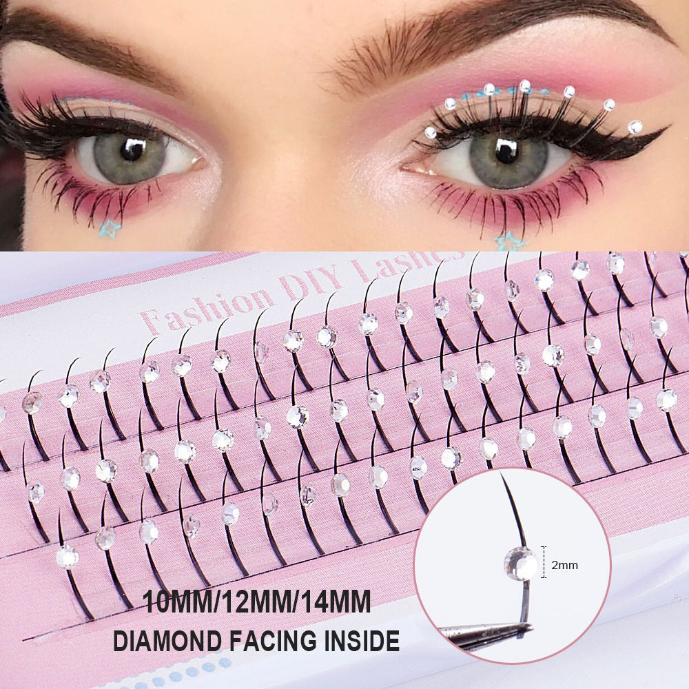 Rhinestone Single-Cluster False Eyelashes – Soft Synthetic Fiber Lash with Sparkling Rhinestone Accents for Glamorous Party, Performance and Special Event Makeup