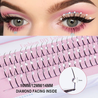 Rhinestone Single-Cluster False Eyelashes – Soft Synthetic Fiber Lash with Sparkling Rhinestone Accents for Glamorous Party, Performance and Special Event Makeup