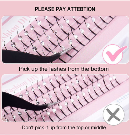 Rhinestone Single-Cluster False Eyelashes – Soft Synthetic Fiber Lash with Sparkling Rhinestone Accents for Glamorous Party, Performance and Special Event Makeup