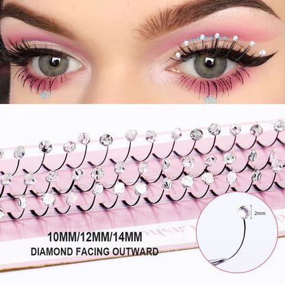 Rhinestone Single-Cluster False Eyelashes – Soft Synthetic Fiber Lash with Sparkling Rhinestone Accents for Glamorous Party, Performance and Special Event Makeup