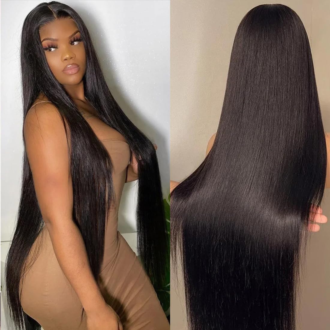 Straight Human Hair Wig – 32-Inch 13x6 Lace Front Wig with Natural-Looking Straight Hair for Women
