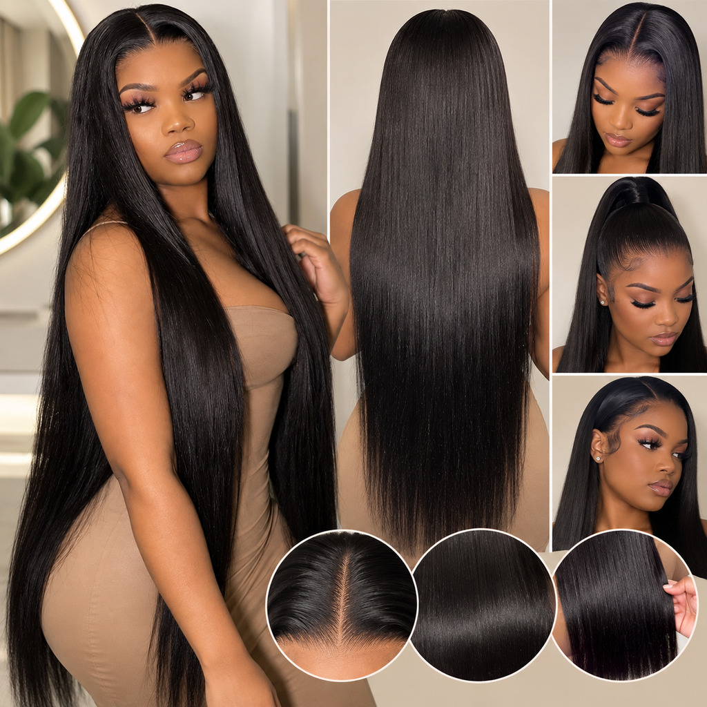 Straight Human Hair Wig – 32-Inch 13x6 Lace Front Wig with Natural-Looking Straight Hair for Women