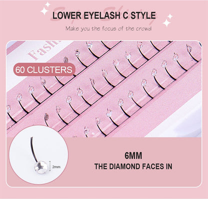 Rhinestone Single-Cluster False Eyelashes – Soft Synthetic Fiber Lash with Sparkling Rhinestone Accents for Glamorous Party, Performance and Special Event Makeup