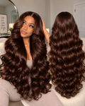 Chocolate Brown Lace Front Wig Human Hair – 36 Inch 200 Density HD 13x4 Body Wave Pre-Plucked Colored Wig for Women