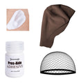 Dark Brown Bald Cap SFX Makeup Kit – Black Wig Cap with Water-Based Acrylic Adhesive for Deep Skin Tones, Halloween Costumes and Cosplay