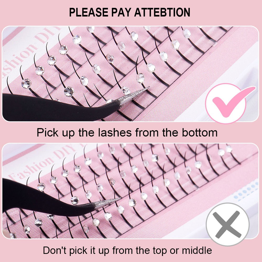 Rhinestone Single-Cluster False Eyelashes – Soft Synthetic Fiber Lash with Sparkling Rhinestone Accents for Glamorous Party, Performance and Special Event Makeup