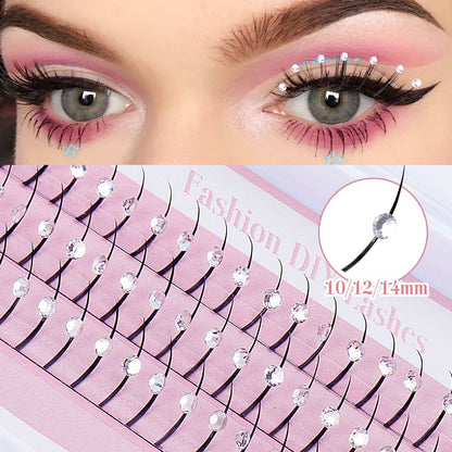 Rhinestone Single-Cluster False Eyelashes – Soft Synthetic Fiber Lash with Sparkling Rhinestone Accents for Glamorous Party, Performance and Special Event Makeup