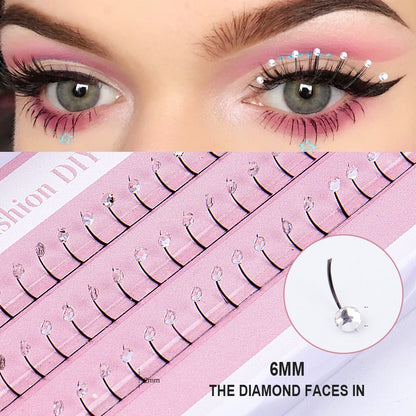 Rhinestone Single-Cluster False Eyelashes – Soft Synthetic Fiber Lash with Sparkling Rhinestone Accents for Glamorous Party, Performance and Special Event Makeup