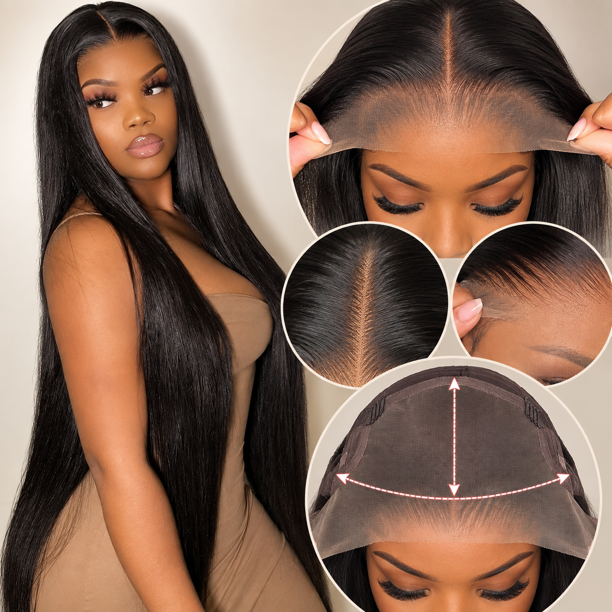 Straight Human Hair Wig – 32-Inch 13x6 Lace Front Wig with Natural-Looking Straight Hair for Women
