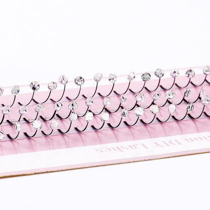 Rhinestone Single-Cluster False Eyelashes – Soft Synthetic Fiber Lash with Sparkling Rhinestone Accents for Glamorous Party, Performance and Special Event Makeup